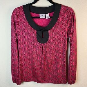 Worthington Stretch Pink & Black Raindrop Keyhole Top Sz S